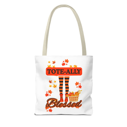 FaithStyles Blessed Holiday Tote Bag, Autumn Tote, Fall Accessories, Gift for Her, Seasonal Shopping Bag, Cute Grocery Bag