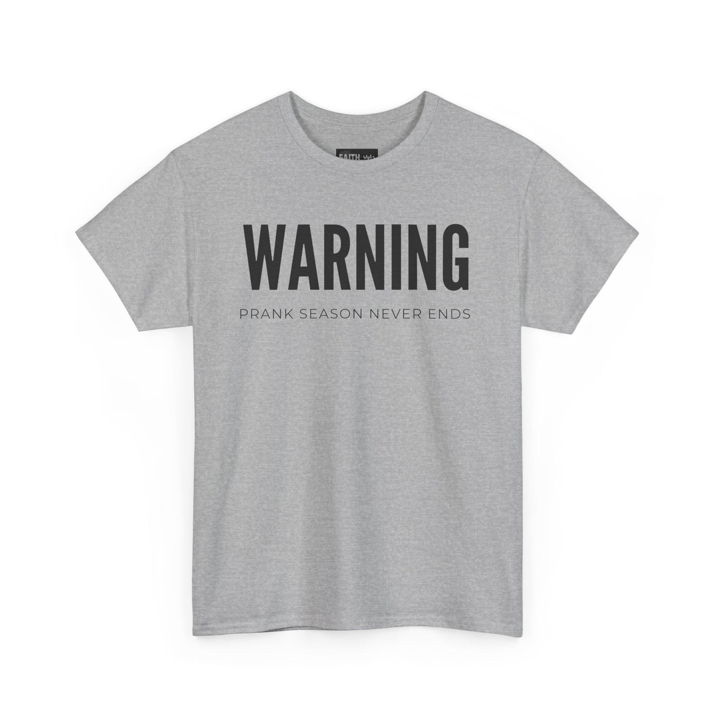 Warning Prank Season Unisex Heavy Cotton Tee | Fun Gift, Casual Wear, Comedy Merchandise, Birthday Gift, Prankster Shirt