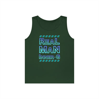 Real Man Inner G Unisex Heavy Cotton Tank Top, Motivational Gym Wear, Summer Fashion, Casual Outift, Gift for Him, Inspirational Tank