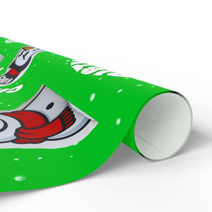Christmas Snowman Wrapping Paper Roll – Festive Green Holiday Gift Wrap