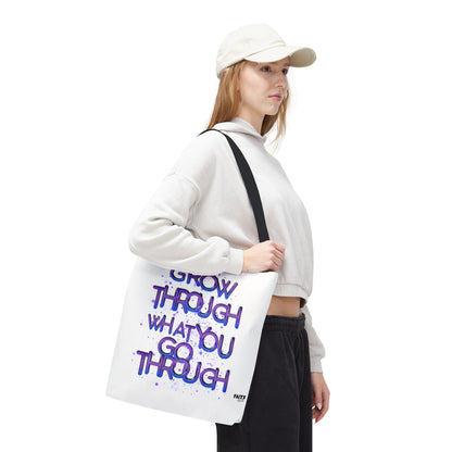 FaithStyles Tote — "Grow Through What You Go Through" Inspirational Quote Bag