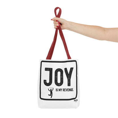 FaithStyles Joy Is My Revenge Tote Bag — Inspirational Graphic Canvas Tote