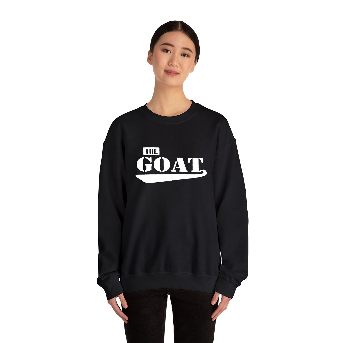 NEW FaithStyles Embroidery The GOAT Crewneck Sweatshirt – Bold White Graphic Pullover