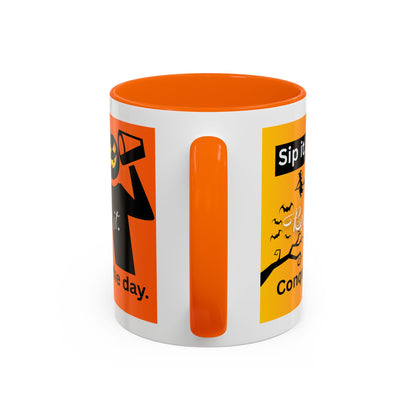 Halloween-Themed Coffee Mug, Sip It Believe It Conquer the Day, Fall Decor, Gift for Pumpkin Lovers, Autumn Kitchenware