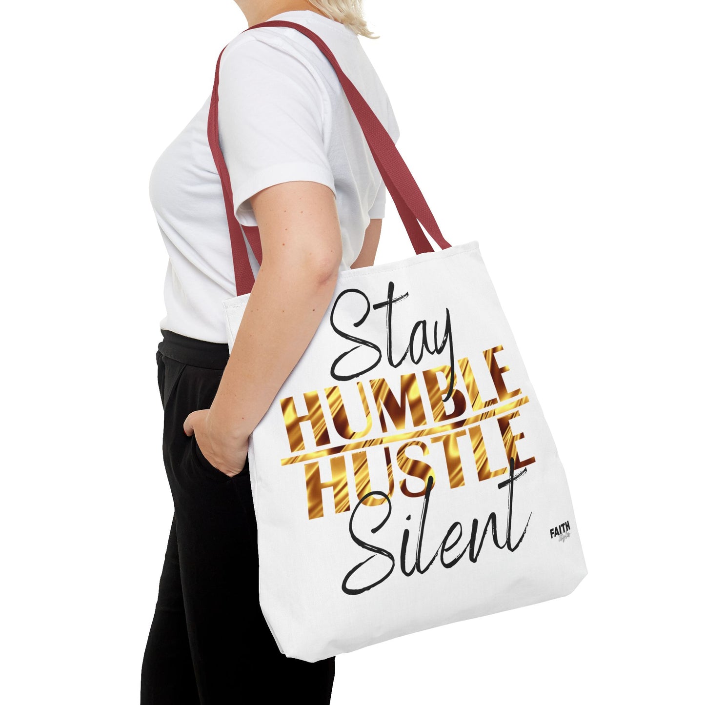 FaithStyles Stay Humble Hustle Silent Tote Bag — Motivational Leopard Print Canvas Tote
