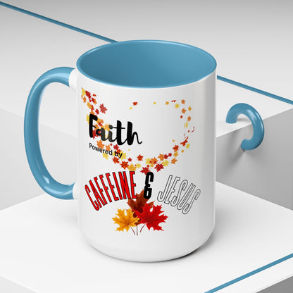 Faith & Caffeine Fall Coffee Mug | Perfect for Autumn Lovers, Thanksgiving Gift, Religious Coffee Cup, Inspirational Drinkware, Cozy Vibes