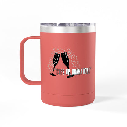 Celebratory Coffee Mug Tumbler, Cheers Gift for Friends, 15oz Drinkware for Parties, Birthdays, Wedding, Fun Gatherings