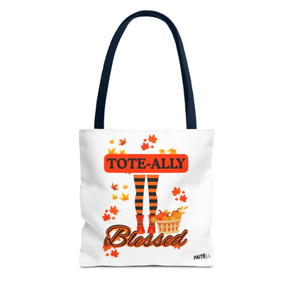 FaithStyles Blessed Holiday Tote Bag, Autumn Tote, Fall Accessories, Gift for Her, Seasonal Shopping Bag, Cute Grocery Bag