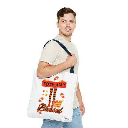 FaithStyles Blessed Holiday Tote Bag, Autumn Tote, Fall Accessories, Gift for Her, Seasonal Shopping Bag, Cute Grocery Bag
