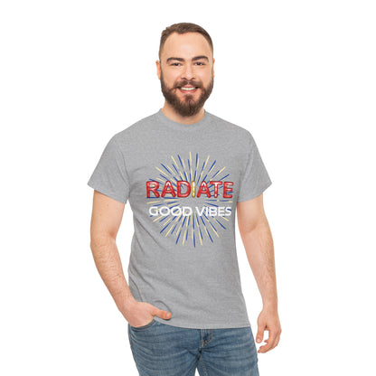 Radiate Unisex Heavy Cotton Tee - Positive Vibe Shirt, Gift for Friends, Motivational Apparel, Casual Wear, Everyday Comfort