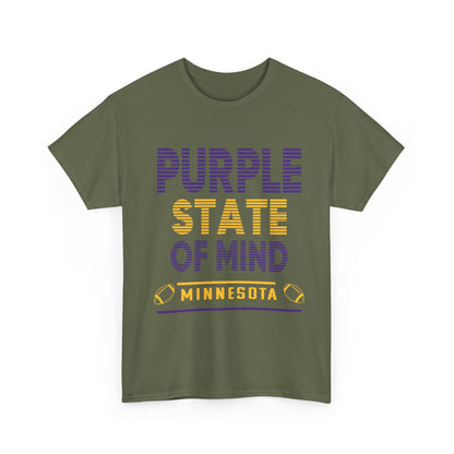 Purple State of Mind Male Cotton Tee, Comfortable Casual Wear, Gift for Minnesota Lovers, Birthday, College Apparel