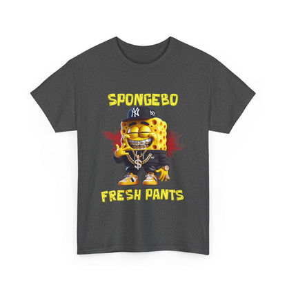 SpongeBo Fresh Pants Unisex Heavy Cotton Tee - Fun Graphic T-Shirt for Kids and Adults