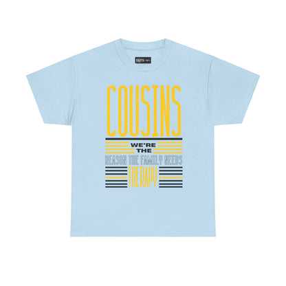 Cousins Therapy Tees, Family Reunion Shirt, Casual Wear, Gift for Cousins, Fun Family Quote Tee