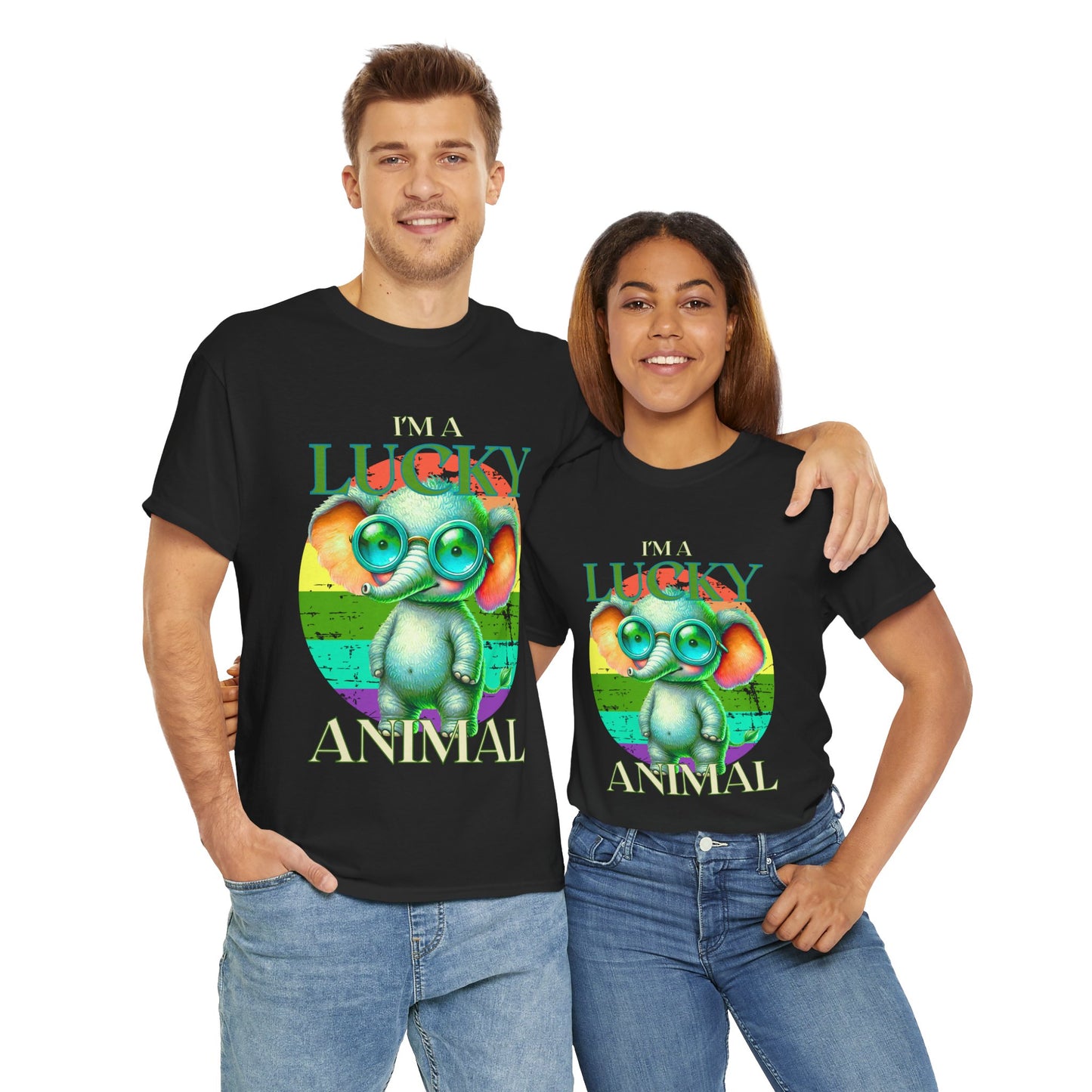 Lucky Animal Unisex Heavy Cotton Tee, Cute Gift for Animal Lovers, Casual Streetwear, St. Patrick's Day, Birthday Apparel