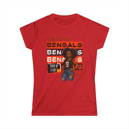 Hardcore Bengals Fan Women's Softstyle Tee, Game Day Shirt, Sports Apparel, Gift for Football Fans, Team Spirit Wear