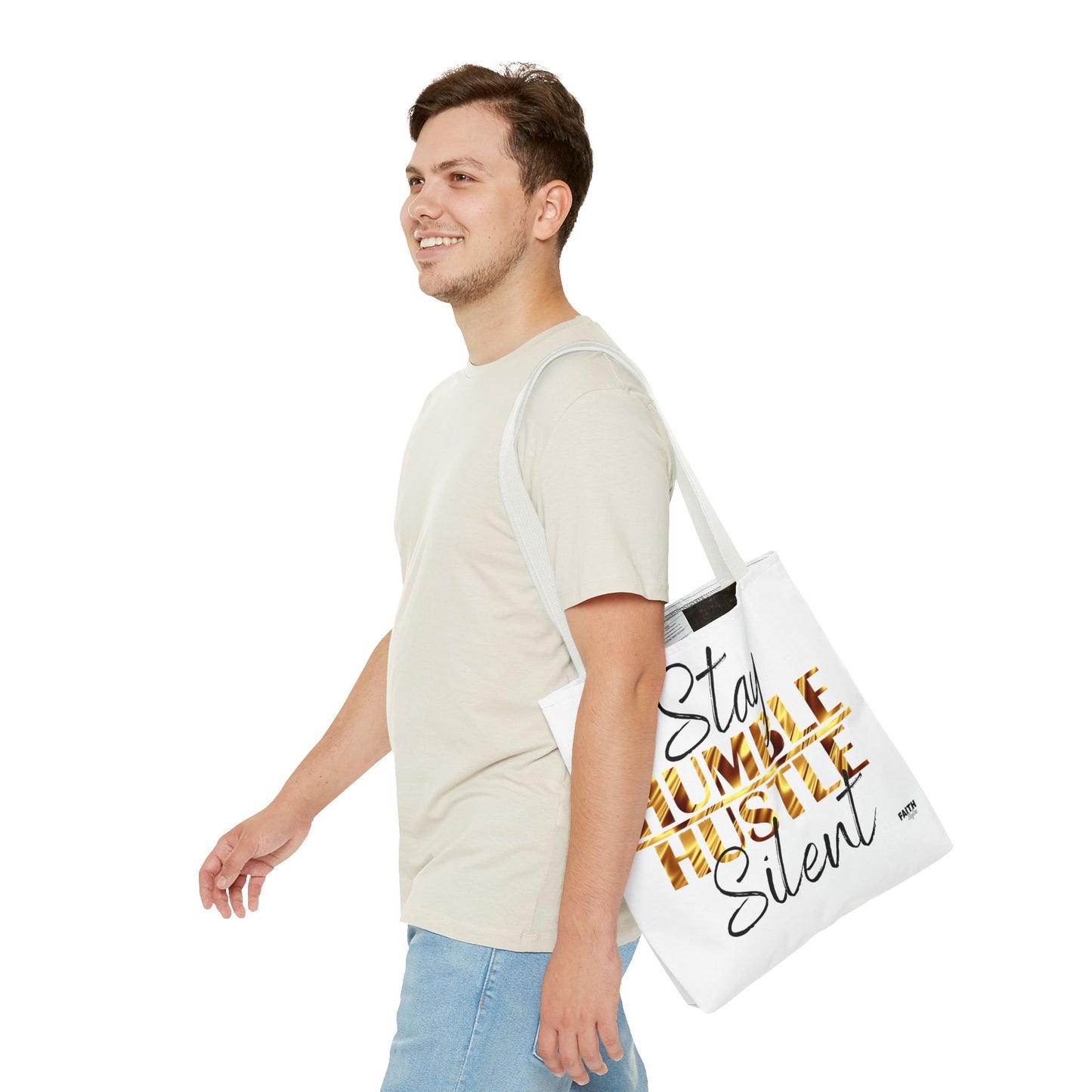 FaithStyles Stay Humble Hustle Silent Tote Bag — Motivational Leopard Print Canvas Tote