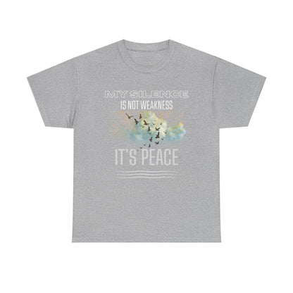 Male Heavy Cotton Tee - "My Silence is Not Weakness, It's Peace" - Inspirational Gift for Mindfulness, Self-Care, and Peace Lovers, [...]