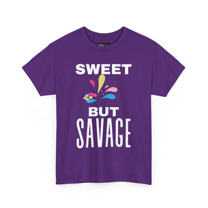 Sweet but Savage Grandma Cotton Tee | Fun Gift for Trendsetters, Everyday Wear, Birthday Party, and Casual Outings