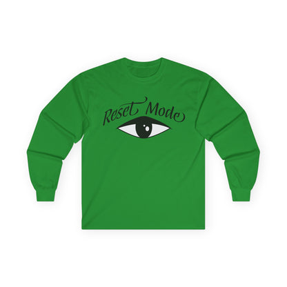 Reset Mode Long Sleeve Tee — Minimal Eye Graphic Spiritual Streetwear