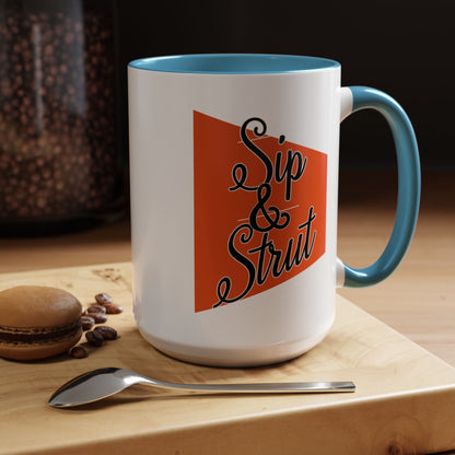Accent Coffee Mug (11, 15oz) - Sip & Strut Design, Perfect Gift for Coffee Lovers, Home Office Decor, Unique Holiday Present, Ceramic [...]