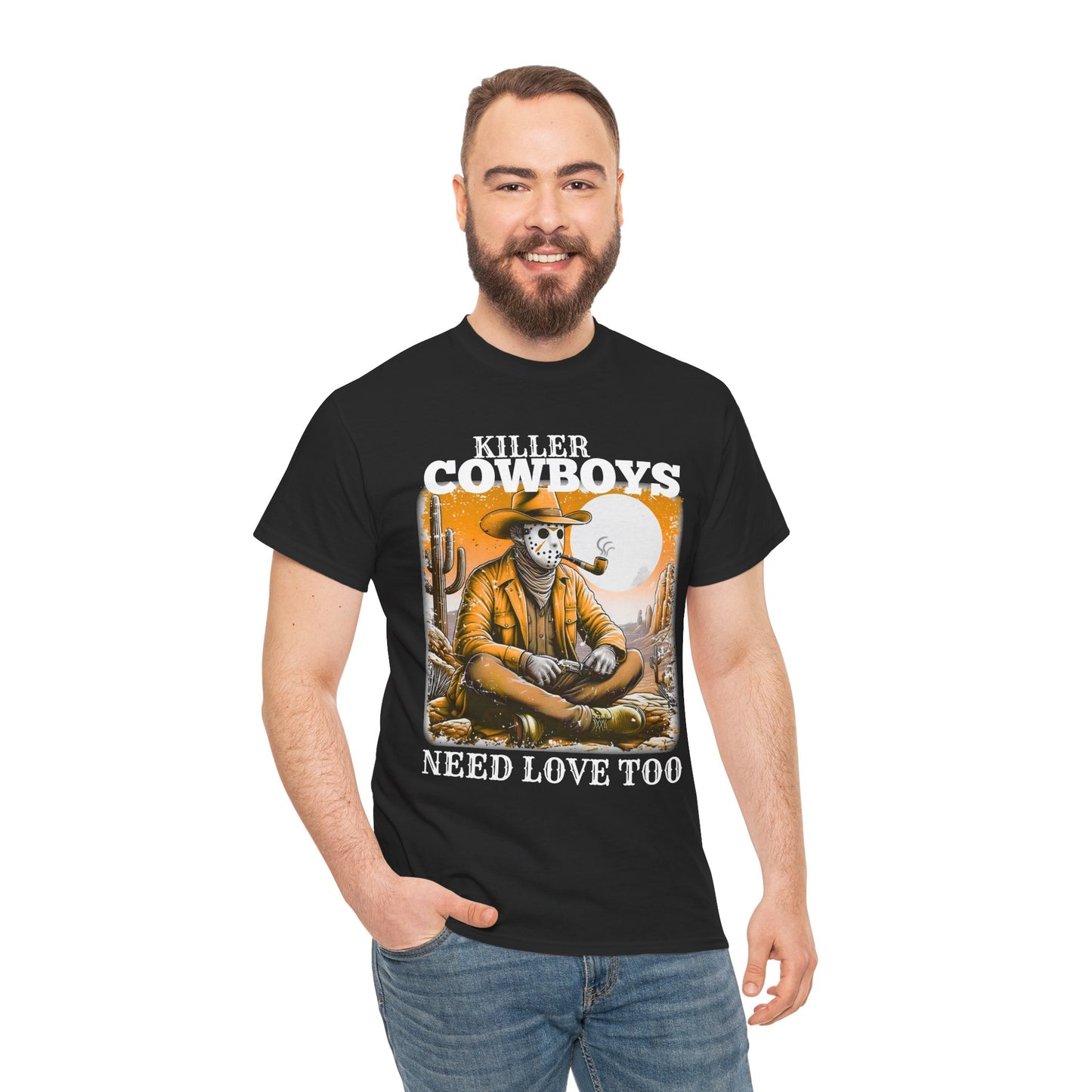 Killer Cowboys Graphic Tee, Unisex Heavy Cotton T-Shirt for Casual Wear, Cowboy Lover Gift, Western Occasion Apparel