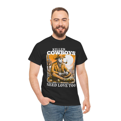 Killer Cowboys Graphic Tee, Unisex Heavy Cotton T-Shirt for Casual Wear, Cowboy Lover Gift, Western Occasion Apparel