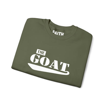 NEW FaithStyles Embroidery The GOAT Crewneck Sweatshirt – Bold White Graphic Pullover