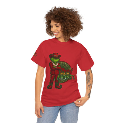 Grinch Inspired in Red Suit Tee — "Nah, I’m Money" Christmas Graphic T-Shirt