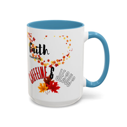 Faith & Caffeine Fall Coffee Mug | Perfect for Autumn Lovers, Thanksgiving Gift, Religious Coffee Cup, Inspirational Drinkware, Cozy Vibes