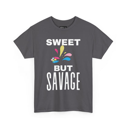 Sweet but Savage Grandma Cotton Tee | Fun Gift for Trendsetters, Everyday Wear, Birthday Party, and Casual Outings
