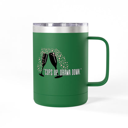 Celebratory Coffee Mug Tumbler, Cheers Gift for Friends, 15oz Drinkware for Parties, Birthdays, Wedding, Fun Gatherings