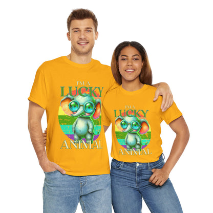 Lucky Animal Unisex Heavy Cotton Tee, Cute Gift for Animal Lovers, Casual Streetwear, St. Patrick's Day, Birthday Apparel
