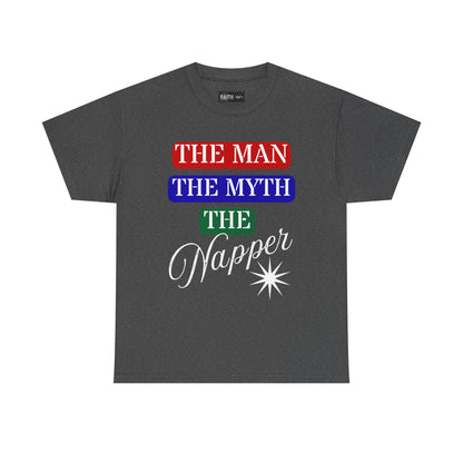 The Man, The Myth, The Napper Tee - Funny Unisex Cotton T-Shirt, Gift for Nap Lovers, Humor Apparel, Relaxation Shirt, Fun Sleepwear