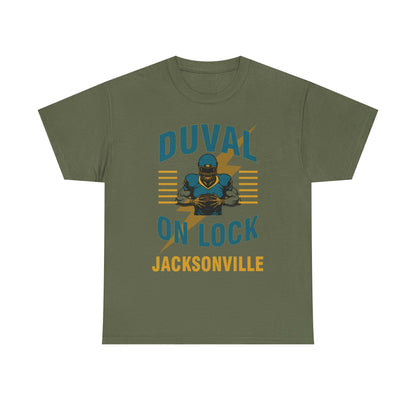 Jacksonville Duval On Lock Tee for Sports Fans | Male Heavy Cotton Tee, [...]