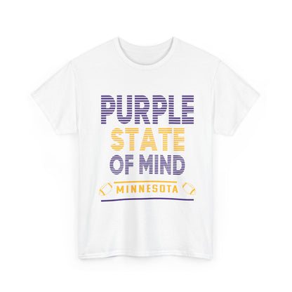 Purple State of Mind Male Cotton Tee, Comfortable Casual Wear, Gift for Minnesota Lovers, Birthday, College Apparel