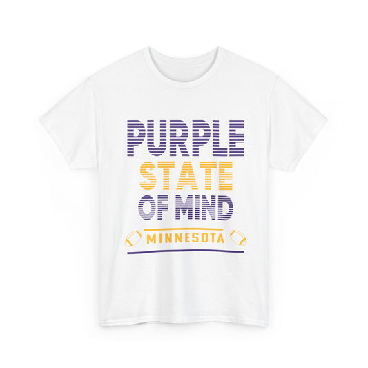 Purple State of Mind Male Cotton Tee, Comfortable Casual Wear, Gift for Minnesota Lovers, Birthday, College Apparel