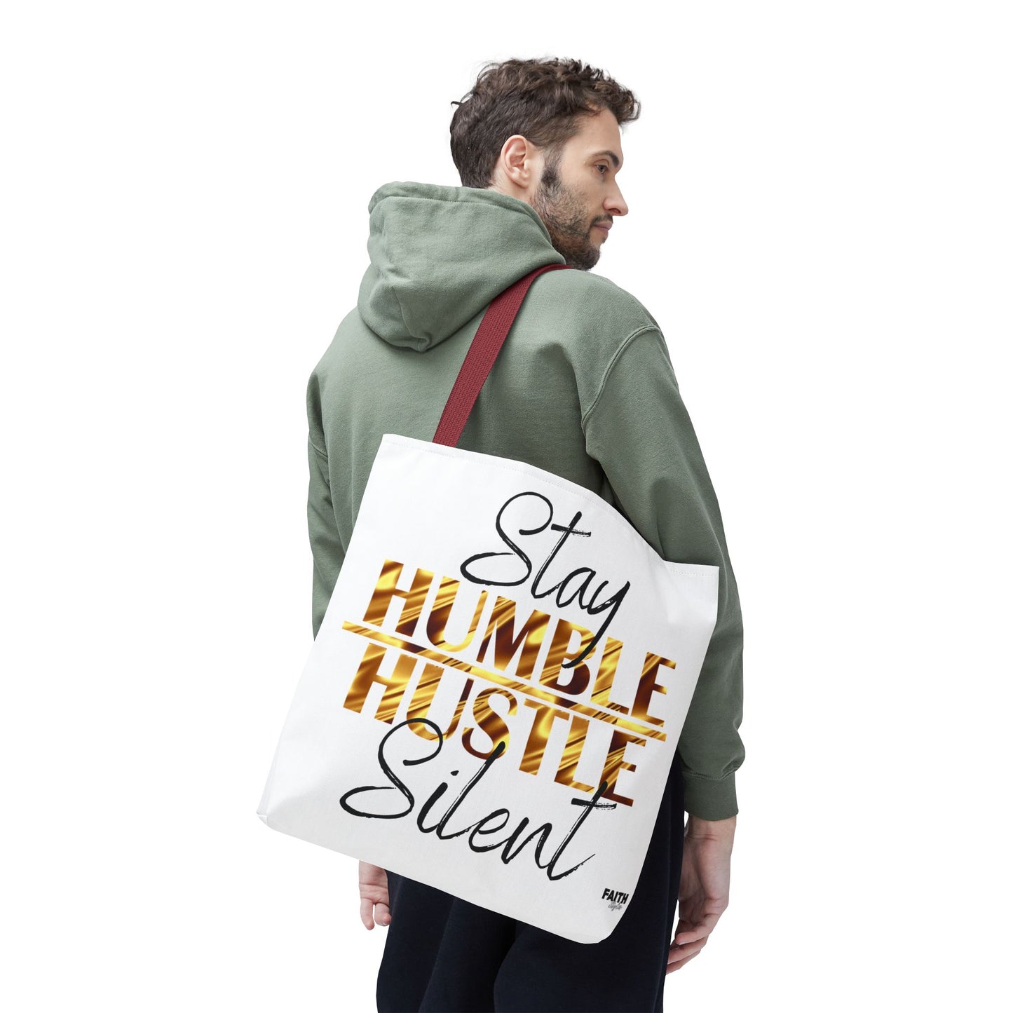 FaithStyles Stay Humble Hustle Silent Tote Bag — Motivational Leopard Print Canvas Tote