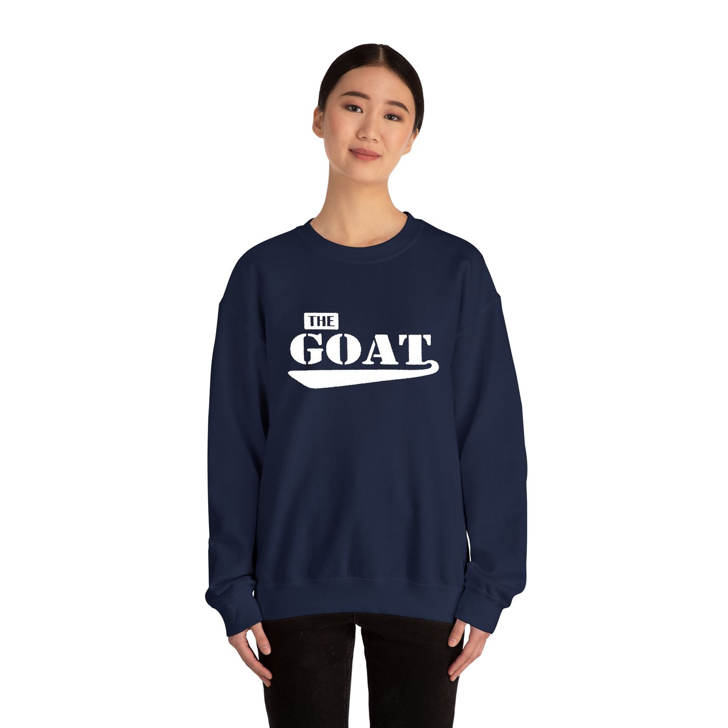 NEW FaithStyles Embroidery The GOAT Crewneck Sweatshirt – Bold White Graphic Pullover