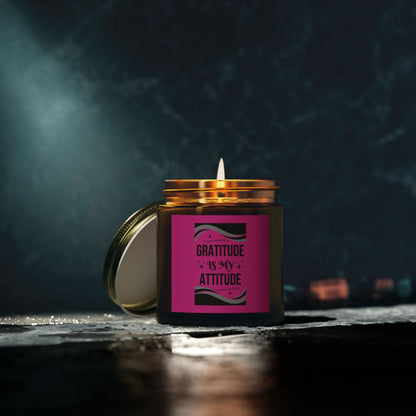 "GRATITUDE IS ATTITUDE" Scented Candles, Coconut Apricot Wax (4oz, 9oz)
