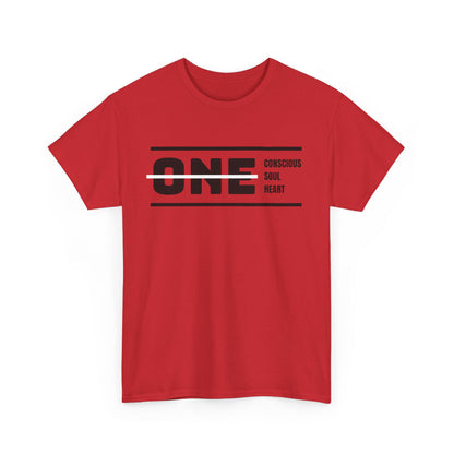 Male's Heavy Cotton Tee - 'ONE' Conscious Soul Heart | Casual Apparel, Gift for Mindfulness, Inspirational Wear, Summer Tee, Everyday Style