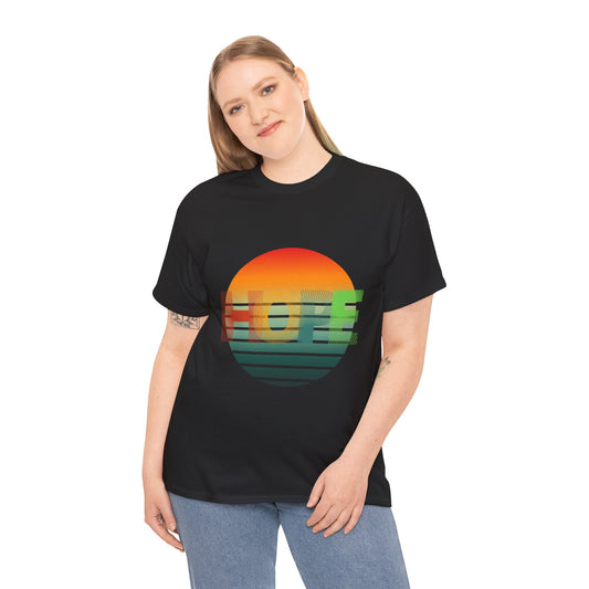 "HOPE" Sunset Vibes Unisex Cotton Tee, Summer T-Shirt, Gift for Him/Her, Casual Wear, Beach Day Outfit, Eco-Friendly Fashion