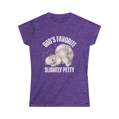 Women's Cat Lover Tee - God's Favorite, Gift for Cat Moms, Funny Petty Shirt, Cute Animal T-Shirt, Casual Everyday Wear