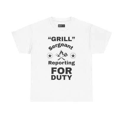 Grill Sergeant Tee - Perfect for BBQs, Father's Day Gift, Unisex Cotton T-Shirt, Outdoor Parties, Cooking Enthusiasts