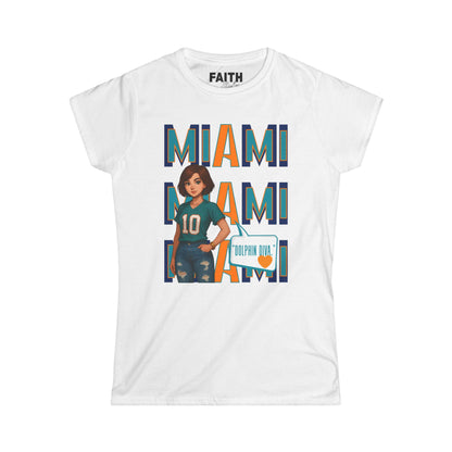 Miami Women’s Softstyle Tee - Casual Sportswear, Game Day Outfit, Fan Apparel, Gift for Her, Miami Football Shirt