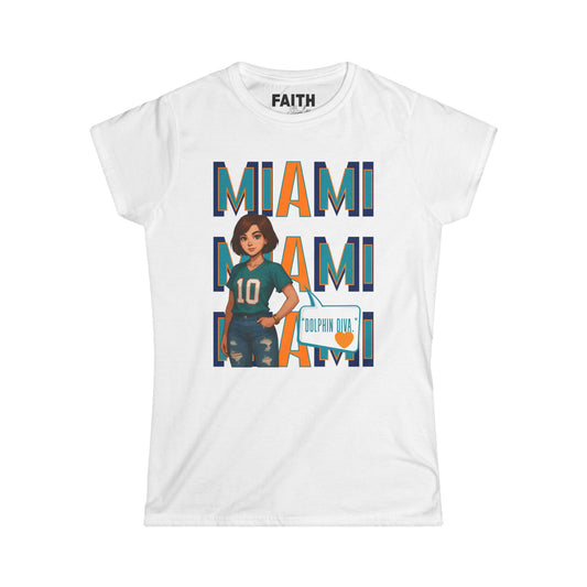 Miami Women’s Softstyle Tee - Casual Sportswear, Game Day Outfit, Fan Apparel, Gift for Her, Miami Football Shirt