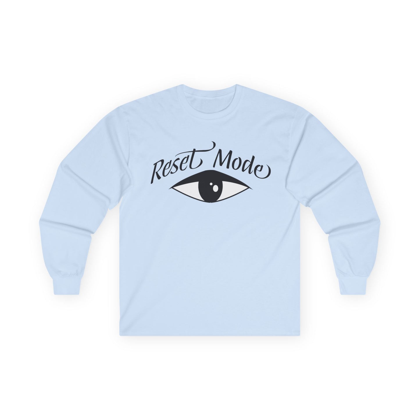 Reset Mode Long Sleeve Tee — Minimal Eye Graphic Spiritual Streetwear