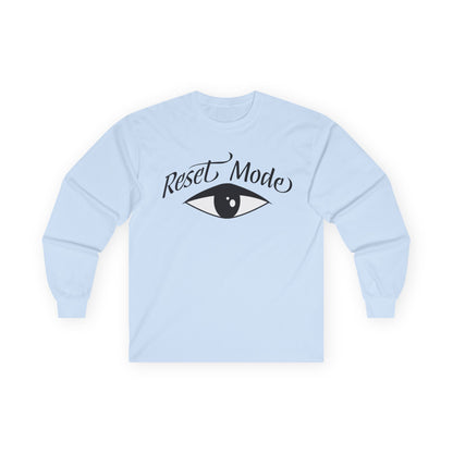 Reset Mode Long Sleeve Tee — Minimal Eye Graphic Spiritual Streetwear