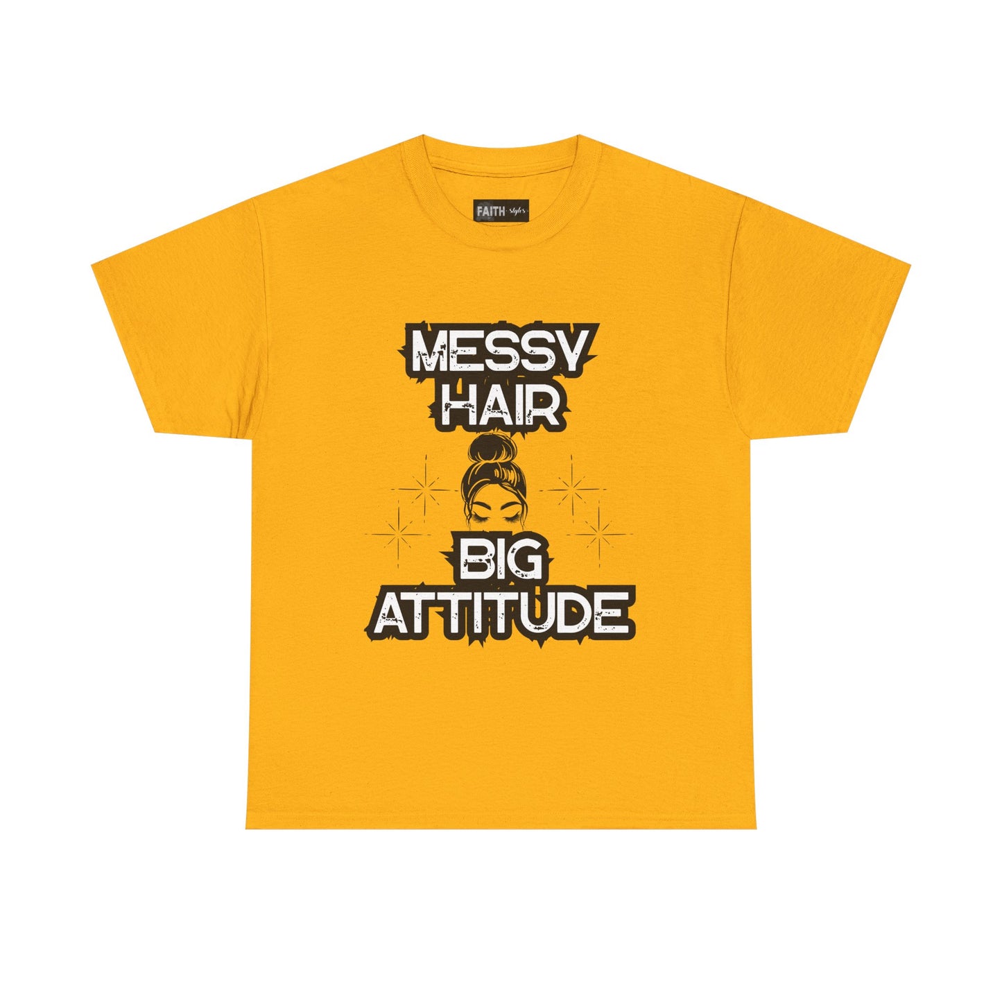 Messy Hair Big Attitude Tee | Stylish Graphic T-Shirt for Casual Wear, Gifts, Everyday Fashion, Relaxed Fit Tee