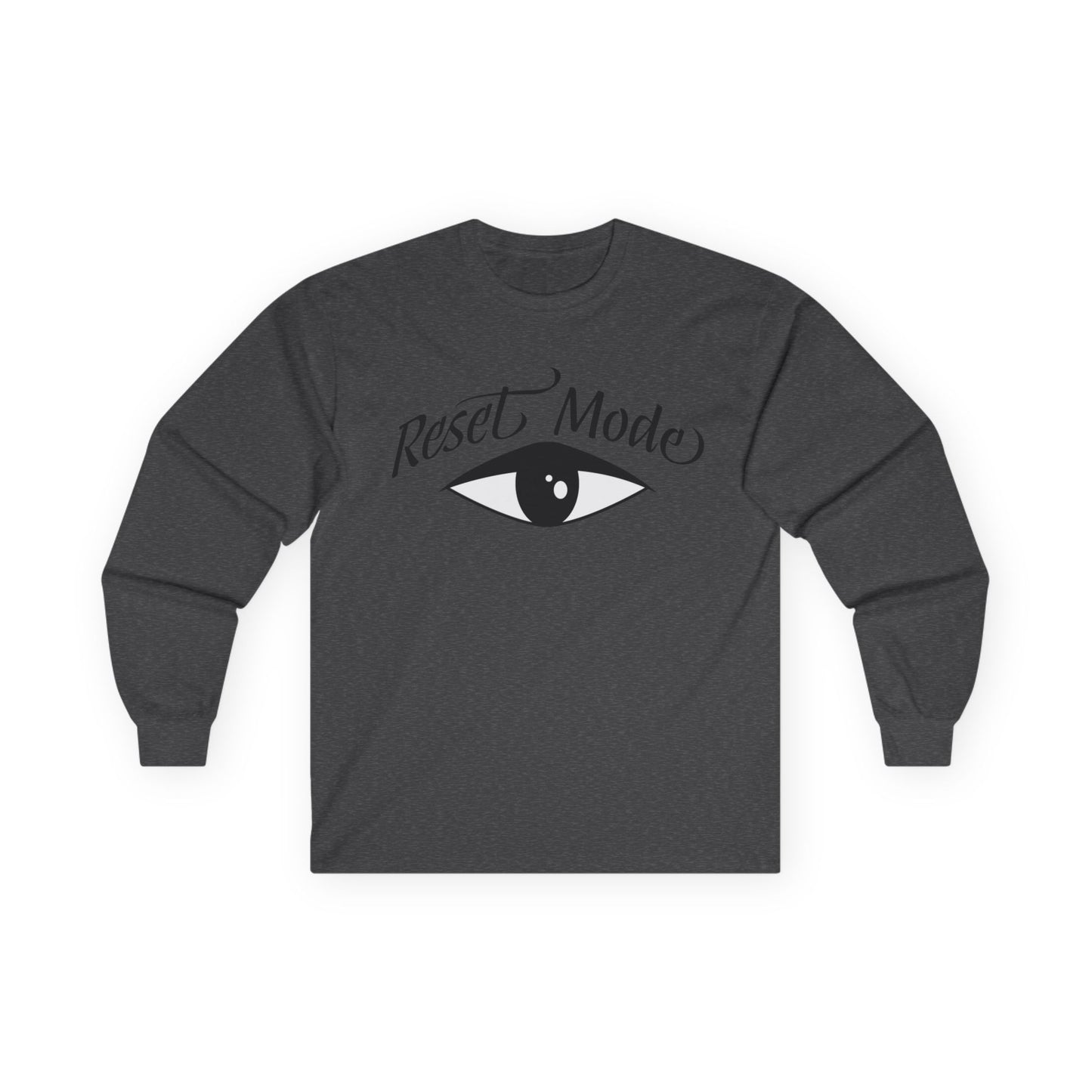 Reset Mode Long Sleeve Tee — Minimal Eye Graphic Spiritual Streetwear