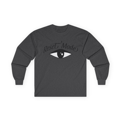 Reset Mode Long Sleeve Tee — Minimal Eye Graphic Spiritual Streetwear